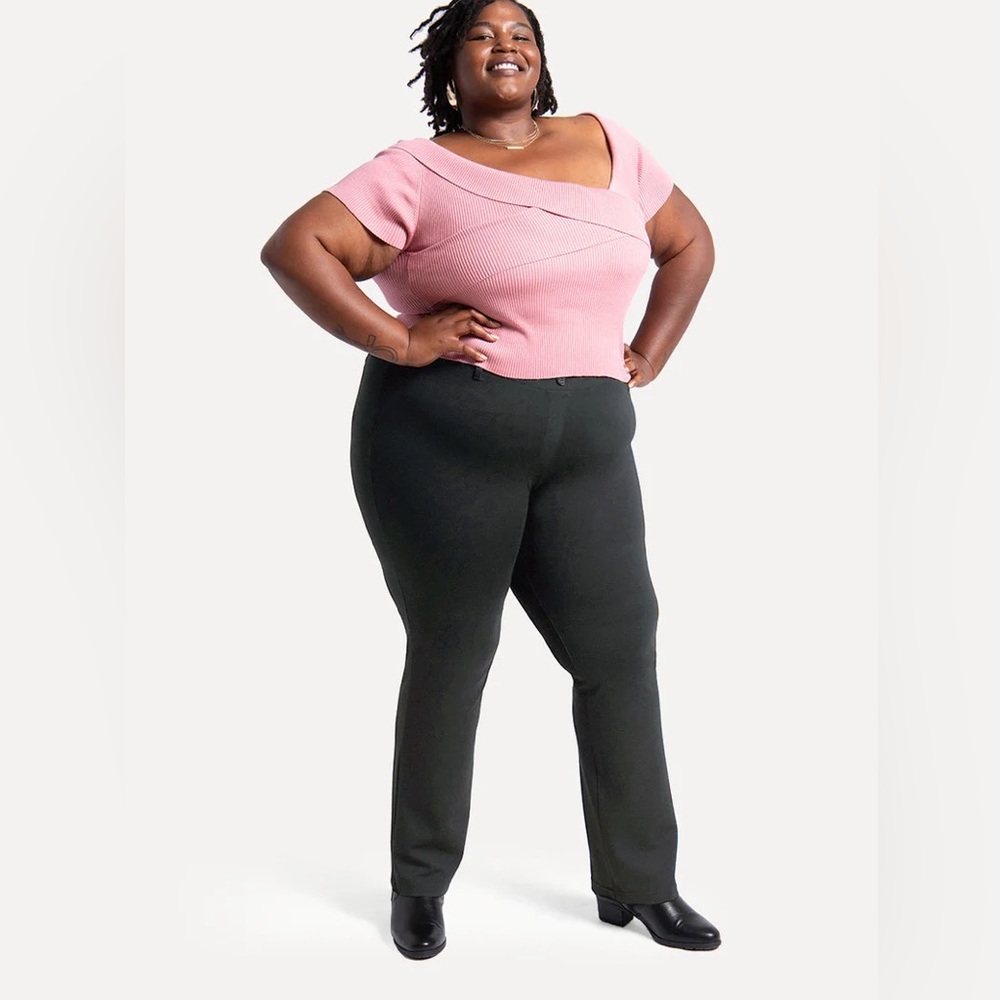 Betabrand classic black straight‎ leg yoga dress pants flat front wider leg 2X